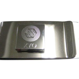 Silver Toned Square Pendant Etched XYO Coin Cryptocurrency Blockchain Money Clip